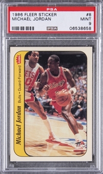 1986/87 Fleer Stickers #8 Michael Jordan Rookie Card - PSA MINT 9